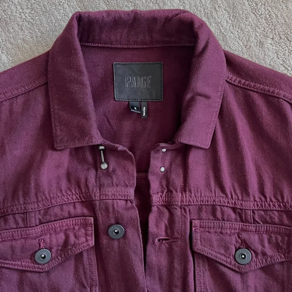 Paige Jacket - Scout Denim - Dark Burgundy - Trucker - Size Small - Picture 10 of 13